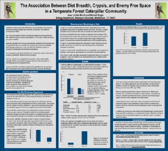The Association Between Diet Breadth, Crypsis and Enemy Free Space in a Temperate Forest Caterpillar Community, Issac Lichter Marck and Michael Singer